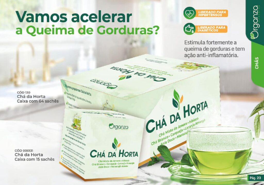 ちゃあ☆彡 Chá da Horta Sachê - Cx 64 Sachês - Org 130 - ShoppingClub